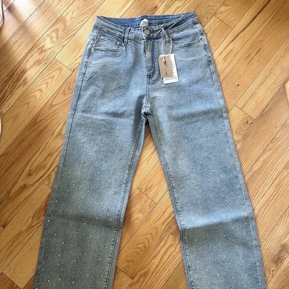 NWT Sparkly Embellished Jeans Size L/8 - Picture 2 of 10